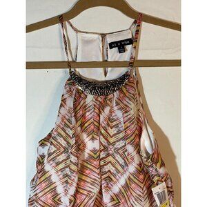as u wish sleeveless dress embellished sheer elastic waist layered small READ